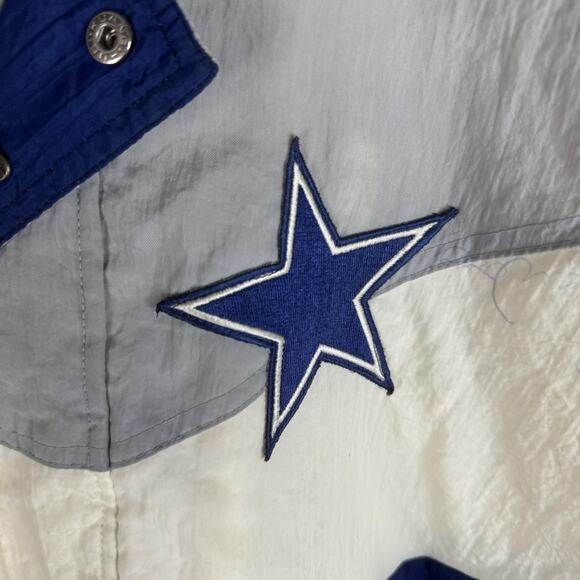 Vintage Dallas Cowboys Jacket Pullover Mens Medium Blue White Autograph - Picture 2 of 16